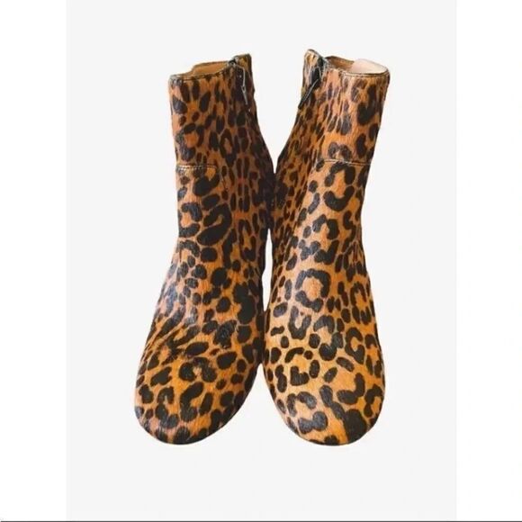 Banana Republic Trendy Cheetah Printed Block Heel Haircalf Leather Boots 6.5M - Picture 6 of 8